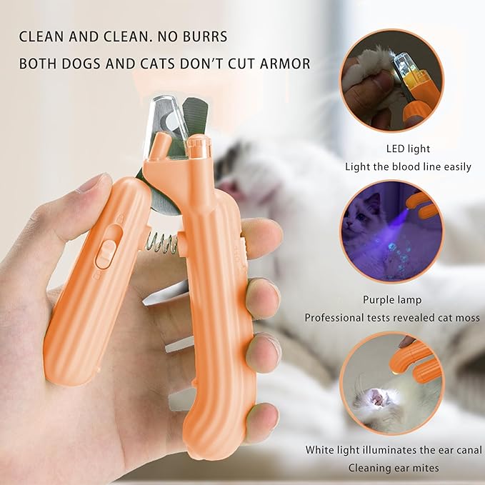 Cactus Shaped Cat Nail Clippers - Durable, Ergonomic Pet Grooming Tool for Cats &amp; Kittens - Safe, Sharp, and Comfortable Claw Trimmer(Orange)