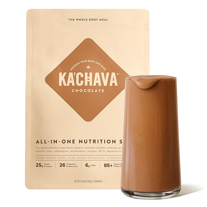 Ka’Chava Whole Body Meal Shake Chocolate 2 lb – Vegan Protein Powder with 85+ Superfoods &amp; Greens – Plant-Based Meal Replacement with Probiotics &amp; Digestive Enzymes – Gluten &amp; Dairy Free (15 Servings)