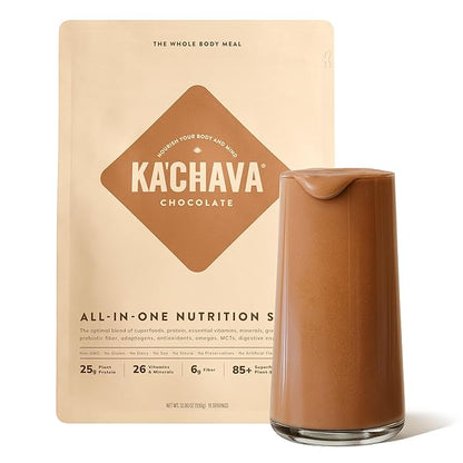 Ka’Chava Whole Body Meal Shake Chocolate 2 lb – Vegan Protein Powder with 85+ Superfoods &amp; Greens – Plant-Based Meal Replacement with Probiotics &amp; Digestive Enzymes – Gluten &amp; Dairy Free (15 Servings)
