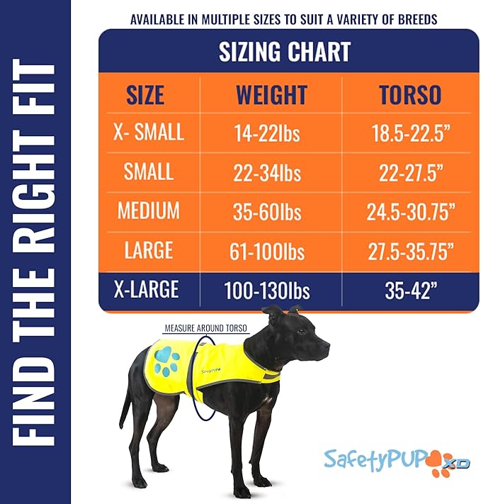 Dog Reflective Vest – Hi-Vis Fluorescent Visibility That Helps to Safeguard Your Pet On/Off Leash in Urban &amp; Rural Areas (Yellow, X-Large)