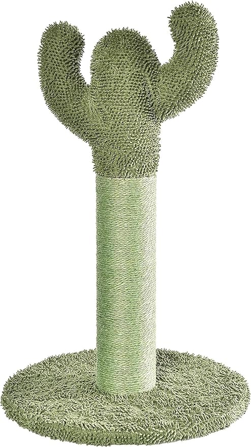 Amazon Basics Cat Scratcher - Indoor Cactus Single Cat &amp; Kittens Scratching Post with Dangling Ball, Medium (25.6"H) - Green