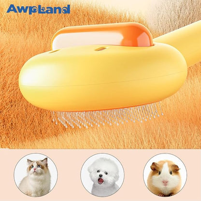 Cat Brush for Short or Long Haired Cats Dogs Rabbits, Cute Dog Brush with Release Button for Massage and Removes Loose Fur