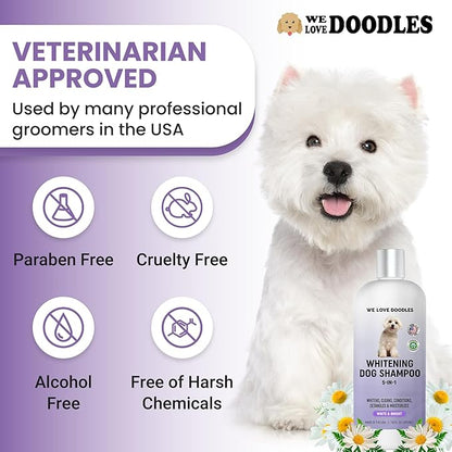 Whitening Dog Shampoo | Made in USA | Brightening Dogs Fur | White &amp; Bright Hair | Removes Stains &amp; Discoloration [We Love Doodles]