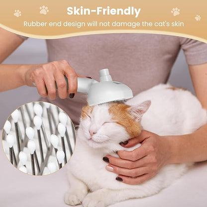 Cat Steam Brush, 3 In 1 Steamy Cat Brush with Release Button and Tank, Anti-Static Pet Spray Hair Removal Comb, Rechargeable Dog Steam Comb for Furry Pet