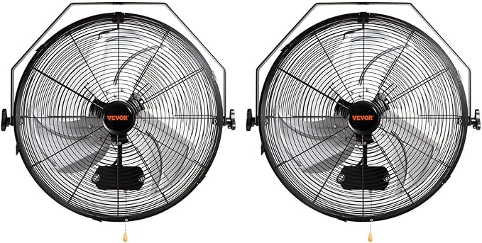 VEVOR 18 Inch Industrial Wall Mount Fan 2PCS, High Velocity 4000 CFM with 3-Speed Manual Control &amp; 360° Tilt Adjustment, for Indoor Use, Warehouse, Workshop, Basement, and Commercial Spaces