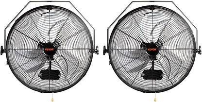 VEVOR 18 Inch Industrial Wall Mount Fan 2PCS, High Velocity 4000 CFM with 3-Speed Manual Control &amp; 360° Tilt Adjustment, for Indoor Use, Warehouse, Workshop, Basement, and Commercial Spaces