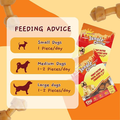 Jungle Calling Peanut Butter Dog Treats, Dental Puppy Chews, Rawhide-Free Bones for Small Dogs, 2.5&