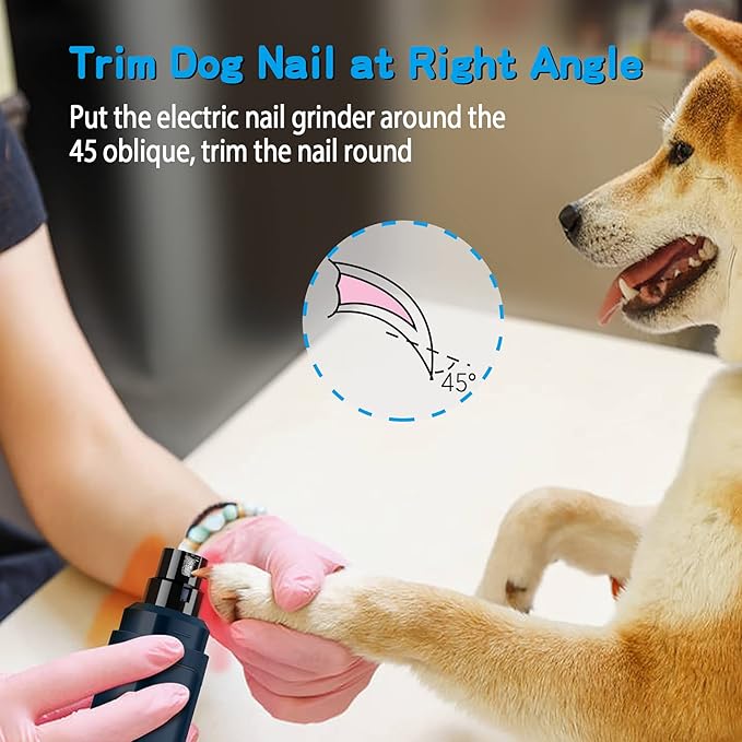 Casfuy Dog Nail Grinder Upgraded - Professional 2-Speed Electric Rechargeable Pet Nail Trimmer Painless Paws Grooming &amp; Smoothing for Small Medium Large Dogs &amp; Cats(Dark Blue)