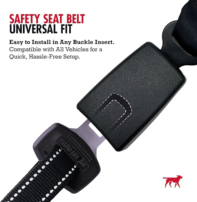 Tuff Pupper Dog Seat Belt | Adjustable Length Dog Seatbelt Restraint | Tangle-Free Locking Carabiner | Shock-Absorbing Bungee | Reflective Stitching for Visibility | Universal Fit for Cars &amp; Trucks