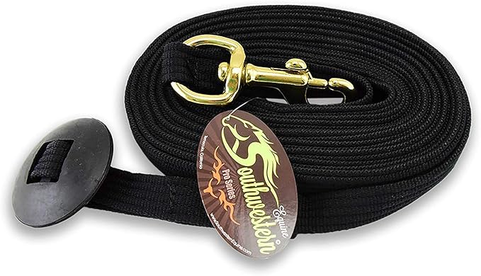 Southwestern Equine Lunge Line for Horses Cotton Horse Lunge Line with Bolt Snap &amp; Rubber Stop (Black, 24&