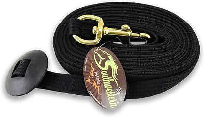 Southwestern Equine Lunge Line for Horses Cotton Horse Lunge Line with Bolt Snap &amp; Rubber Stop (Black, 24&