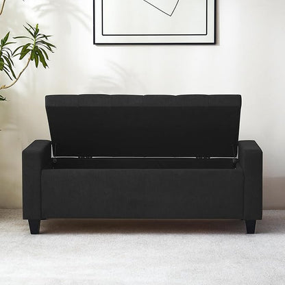Ottoman with Storage, 48.8" Fabric Storage Ottoman Bench with Hinge, Bedroom Bench, Upholstered Benches with Seating for Living Room, Entryway (Dark Grey)