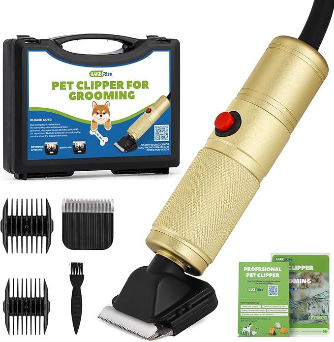 Pet Grooming Clippers 280W for Thick Heavy Coats, 2000-6000rpm Stepless Speed Control &amp; 10ft Power Cord, Low Noise< 50db, Dog Trimmer Kit with Extra Detachable Blade (280W)