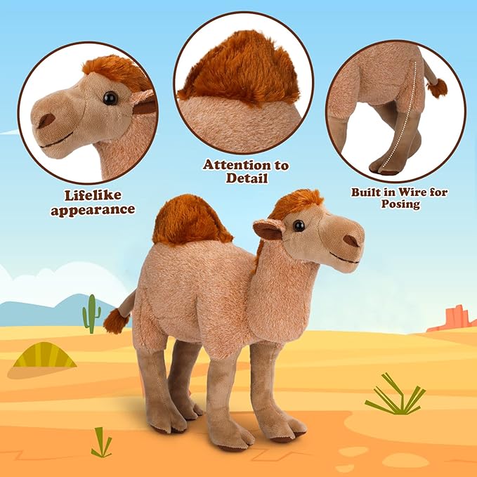 Camel Plush Toy, Stuffed Animal Plushie Doll, Soft Fluffy Like Real Desert Animals Hugging Toy - Present for Every Age &amp; Occasion