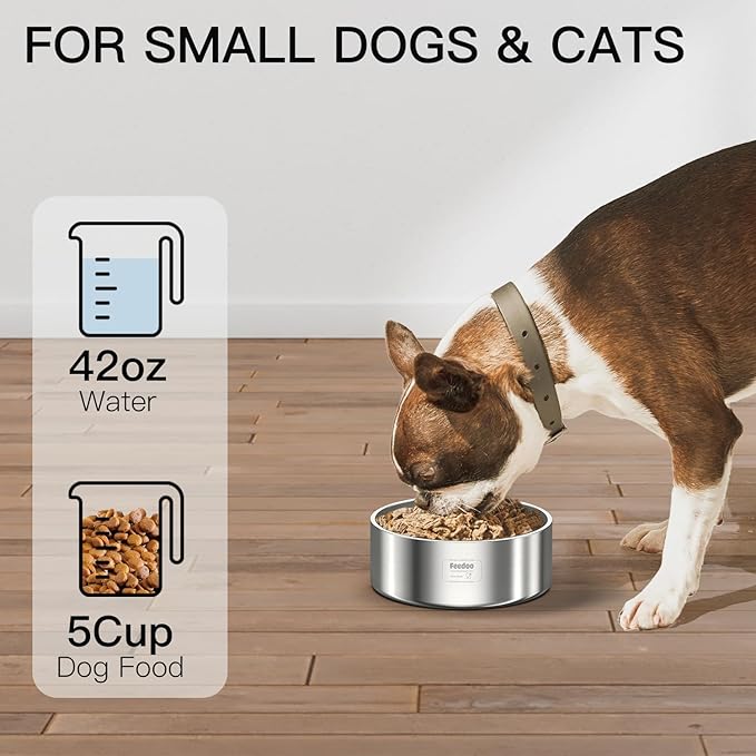 42oz Double Layer 304 Stainless Steel Dog Bowl - Insulated &amp; Durable | Non-Slip Base | Easy to Clean | BPA-Free Safe Dog Food and Water Bowl