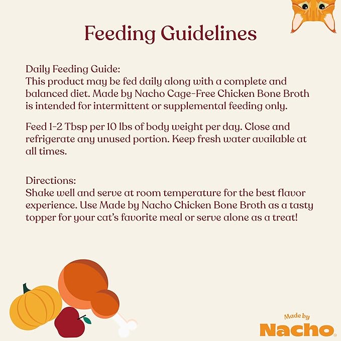 Made by Nacho Bone Broth Cat Food Topper for Hydration and Picky Eaters - Add Protein and Flavor to Your Dry Cat Food – Supports Optimal Nutrition, Digestion, Skin &amp; Coat 11 oz. (Pack of 4), Turkey