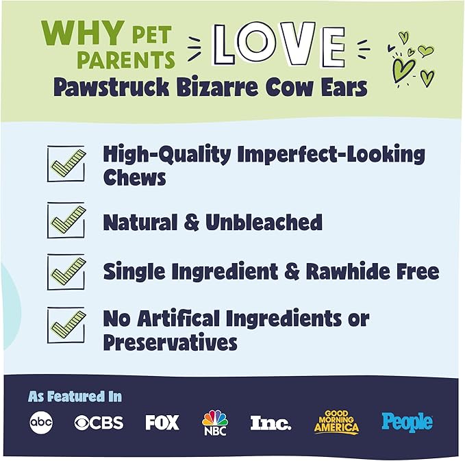 Pawstruck Natural Bizarre Cow Ears Bargain Bag – Rawhide-Free, Highly Digestible, Low Calorie &amp; Long-Lasting Chew Treat for All Breeds – 1.5 lb Bag
