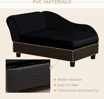 PawHut Luxury Fancy Dog Couch with Hidden Storage, Small Dog Sofa Bed with 2" Soft Foam, Modern Pet Furniture for Puppies &amp; Little Breeds, Black