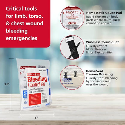 First Aid Only 91134 Critical Essentials Bleeding Control Kit for Limb &amp; Torso Wounds, 8 Pieces