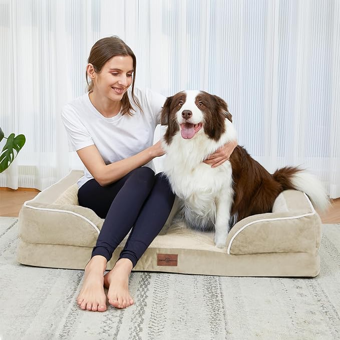 Comfort Expression Small Dog Beds Waterproof Cat Beds Orthopedic Foam Sofa Beds for Small Dogs Comfy Pet Bed with Washable Removable Cover &amp; Non-Slip Bottom(XX-Small,Beige)
