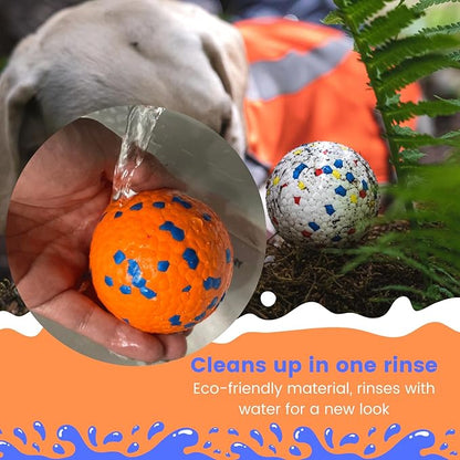 Tough Dog Toys for Aggressive Chewers &amp; Teething Puppies, Bouncy Balls for Medium Dogs, Durable Pet Toys, Floating Dog Balls for Water Play (Orange-Blue-Set)