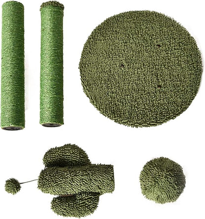 Amazon Basics Cat Scratcher - Indoor Cactus Triple Posts Cat &amp; Kittens Scratching Post with Dangling Ball, Large (27"H) - Green