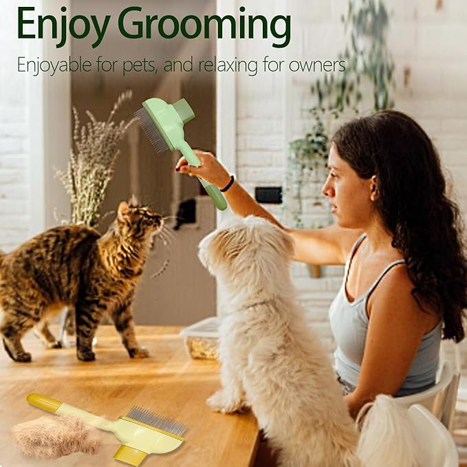 2Pcs Flea Comb for Cats Dogs,Long &amp; Short Stainless Steel Metal Teeth for Shedding and Tangles,Cat Combs for Indoor Cats