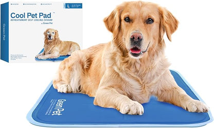 The Green Pet Shop Cool Pet Pad - Large, Blue - Self-Cooling, Pressure Activated Mat for Dogs &amp; Cats from 46-80 lbs - Non-Toxic Gel, No Water Needed