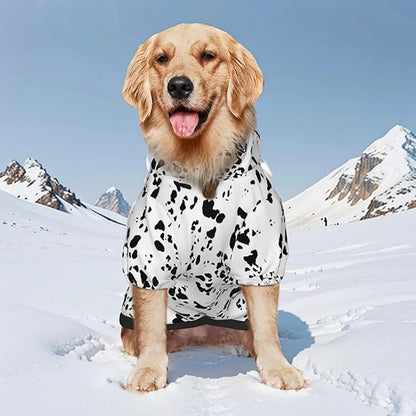 Dalmatian Hoodie, Cute Halloween Cosplay Winter Costume With Pocket, Dalmatians Print Clothes for Medium Large Dogs XXX-Large