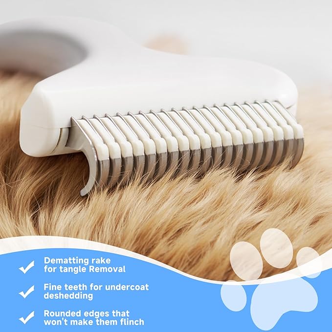Pet Steam Brush for Dog &amp; Cat - 3-in-1 Steam Grooming Brush for Shedding - Self Cleaning Spray Comb with Mist for Long Haired Pets - Includes Waterless Shampoo &amp; undercoat rake, Blue