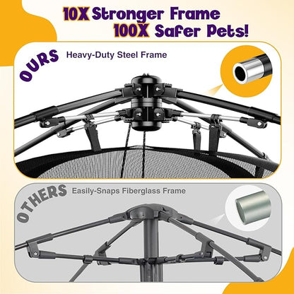 Extra Large Catio Outdoor Cat Enclosure Rywell 2-Tier Cat Tent for Patio, Balcony, Indoor &amp; Camping, Foldable Outdoor Cat Playpen with Windows, Weatherproof Sunproof (Carry Bag Included)