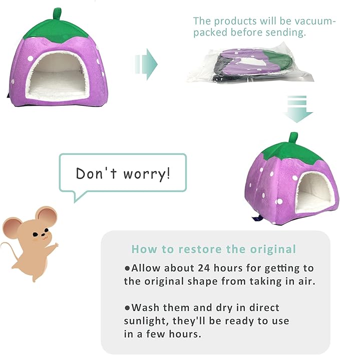 Guinea Pig Hideout Bed Rabbit House Cave Accessories Cozy Hide-Out for Bunny Hedgehog Ferret Chinchilla&amp;Other Small Animals