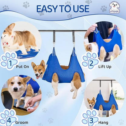 Dog Grooming Hammock for Large &amp; Giant Dogs, Pet Grooming Sling with Nail Clippers, Trimmers &amp; Scissors – Comfortable &amp; Safe Grooming Harness for Stress-Free Nail Trimming for XXXL Dogs