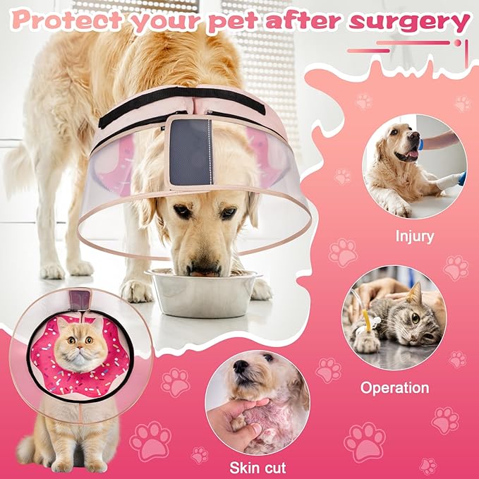 Inflatable Dog Cone Collar with Detachable Enhanced Anti-Licking Shield, Soft Neck Donut Collar for Dogs After Surgery, Adjustable Dog Cone Alternative for Large Medium Small Dogs &amp; Cats