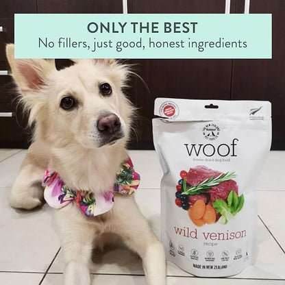 WOOF Freeze Dried Dog Food - Wild Venison Recipe,High Protein Dog Food Toppers, Freeze Dried Meals &amp; Treats,2.2 lb