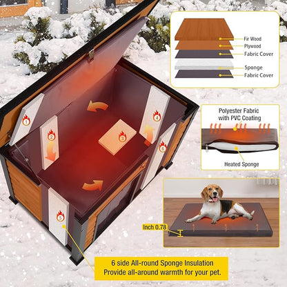 Aivituvin Dog House Outdoor &amp; Indoor Dog Kennel with Insulated Liner for Winter Waterproof Large Dog Cage for Small &amp; Medium &amp; Large Dogs,Unique All-Around Iron Frame