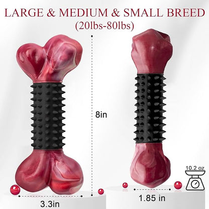 Apasiri Tough Dog Toys for Aggressive Chewers Large Breed, Dog Chew Bone with Bacon Flavor, Nylon &amp; Rubber Chew Toy for Medium Large Dogs