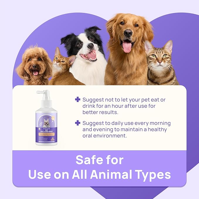 HICC PET Dog Dental Care Spray, Vet-Recommended Dog Breath Freshener, Soothing Bad Breath Caused by Plaque and Red Gums for Dogs &amp; Cats, Dog Gingivitis Treatment and Prevent Oral Infections, 5.1 Fl Oz
