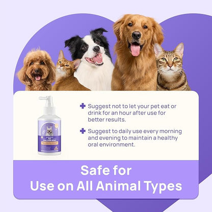 HICC PET Dog Dental Care Spray, Vet-Recommended Dog Breath Freshener, Soothing Bad Breath Caused by Plaque and Red Gums for Dogs &amp; Cats, Dog Gingivitis Treatment and Prevent Oral Infections, 5.1 Fl Oz