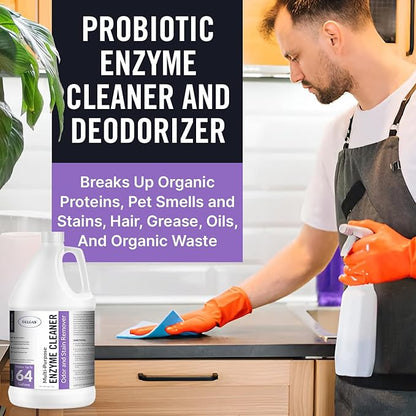 Multi-Purpose Probiotic Enzyme Cleaner, Made in USA - Pet Stain and Odor Remover - Concentrated - Professional &amp; Home Strength Drains, Floors, Bathrooms, Toilets Trash Can, (1 gallon, Lavender)