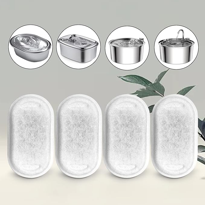 Cat Water Fountain Filters for 108/3.2L&amp; 67oz/2L Stainless Steel Pet Water Dispenser,16 Cat Fountain Filter Replacement with 16 Sponges (16 Filters&amp;16 Sponges)