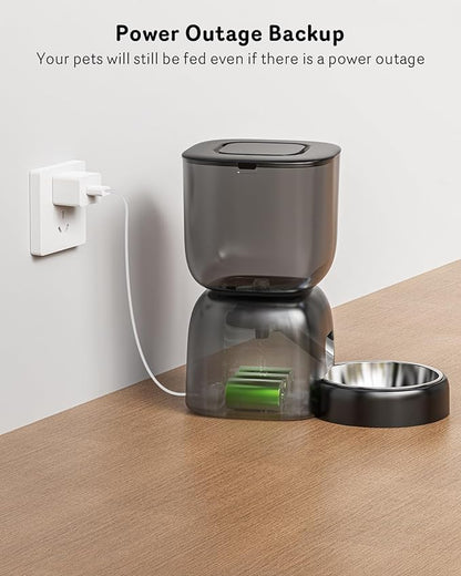 Automatic Cat Feeder, Cat Food Dispenser Battery-Operated with 180-Day Battery Life, Timed Pet Feeder for Cats and Dogs, Desiccant Bag, Programmable Portion Control, 4 Daily Meals, 10s Voice Recorder