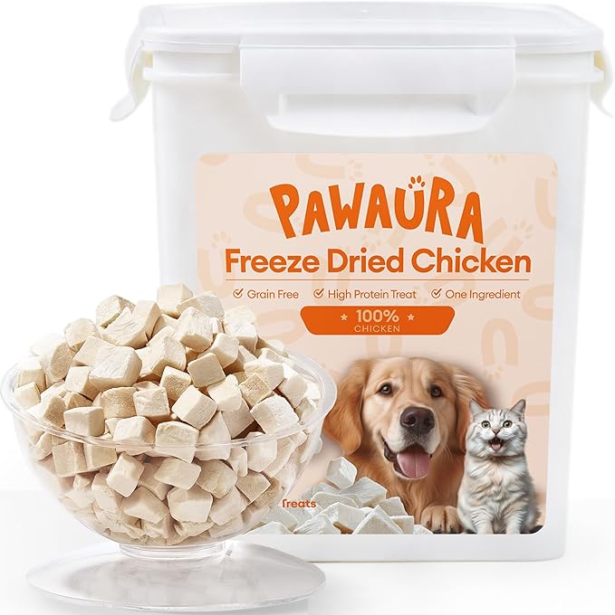 Freeze Dried Chicken Cats &amp; Dogs Treats, 1.1lb(17.63 OZ), Single Ingredient, High Protein, No Additives, Grain Free, Training &amp; Nutrition Supplements, Sealed Box