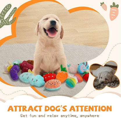 Charming Chorus 20-Pack Squeaky Dog Toys Set - Included 4 Dog Bags, Plush Puppy Toys with Irresistibly Cute Characters for Small Dogs, Interactive Dog Squeak Toys for Fun&amp;Teeth Cleaning