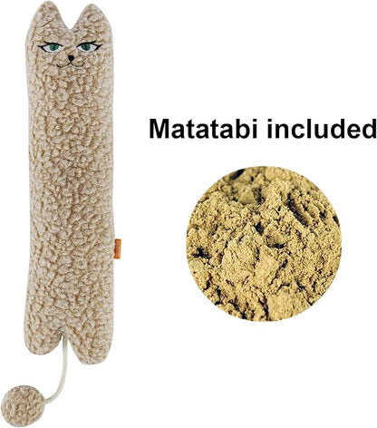 TTcat Catnip Silvervine Matatabi Pillow for Cats &amp; Kittens,Cat Kicker Toy,Large Size Cat Pillow Soothing Plush Cat Toy(Beige).