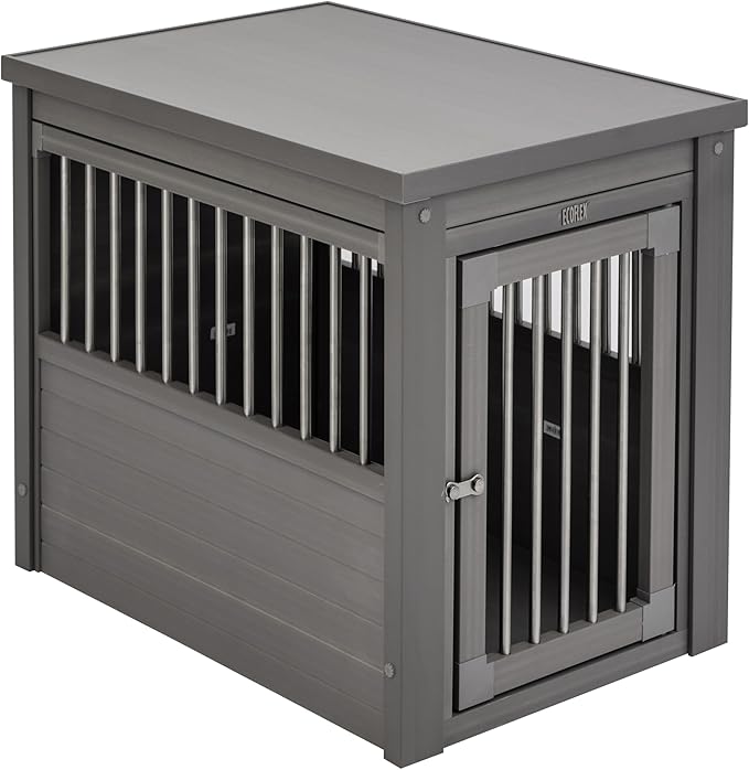 New Age Pet ECOFLEX Dog Crate End Table - Furniture-Style Pet Crate for Crate Trained Dogs - Stainless Steel Tubing &amp; a Latched Closure - 10 Year Manufacturer&