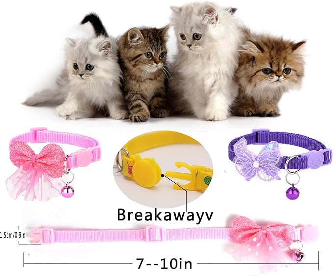 16 PCS Cute Cat Collars Breakaway with Bell for Boy Cats and Girl Cats Gifts (