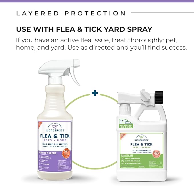 Wondercide - Flea, Tick &amp; Mosquito Spray for Dogs, Cats, and Home - Killer, Control, Prevention, Treatment - with Natural Essential Oils - Pet and Family Safe - Rosemary 16 oz