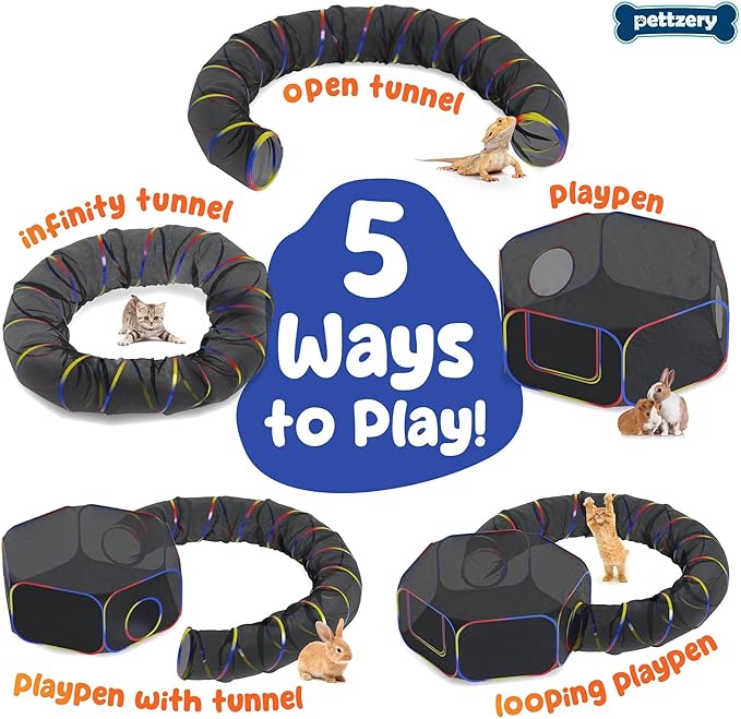 Outdoor Cat Enclosure - Portable Catio Playground for Cat Run, Kitty and Small Animals - Tent &amp; Tunnels for Outside and Indoor Play