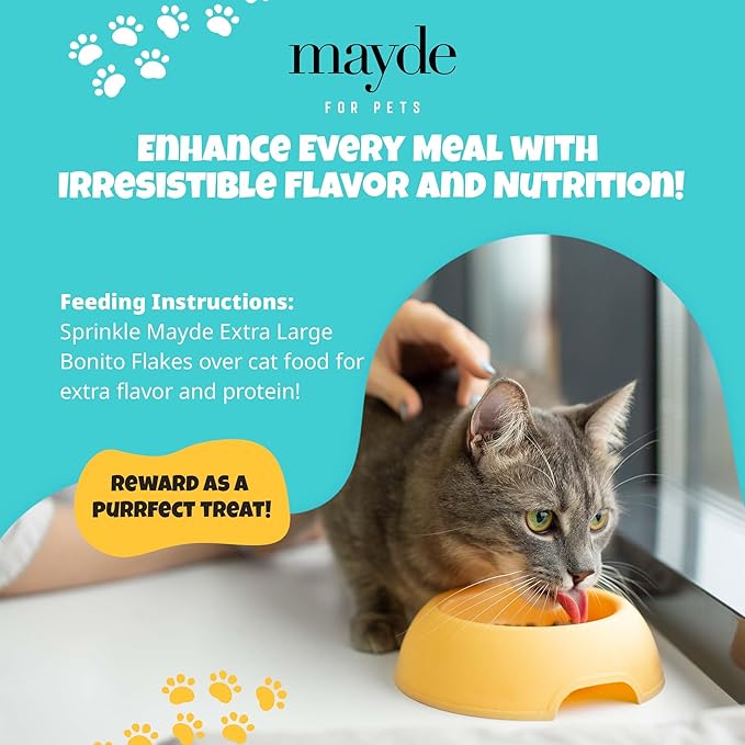 Mayde Bonito Flakes for Cats &amp; Dogs, All-Natural High-Protein Treats, Extra Large 4oz Bag, 3-Pack